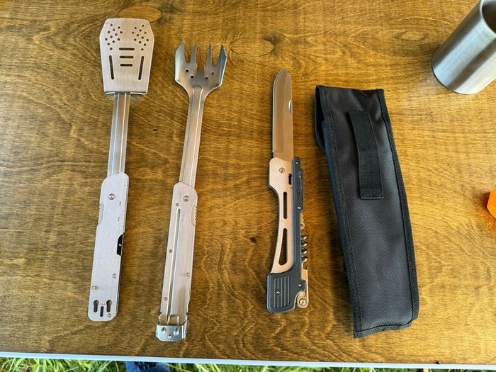 ROXON MBT3 6 in 1 Multifunctional Detachable Folding BBQ Tool Set for Backyard Grilling, BBQ and Camping