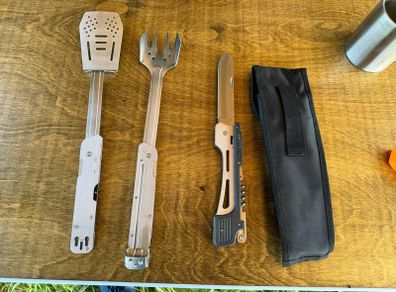ROXON MBT3 6 in 1 Multifunctional Detachable Folding BBQ Tool Set for Backyard Grilling, BBQ and Camping