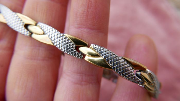 Magnetic Therapy Stainless Steel Silver Gold Black Bangle Wristband  Jewelry Bracelet 19,5cm