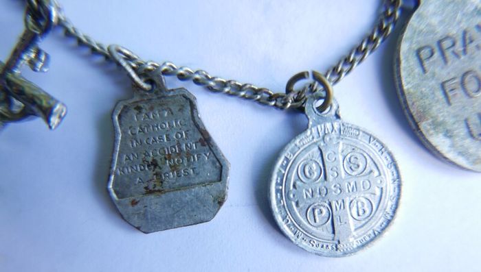 Antique catholic Saints religious many pendants family heirloom necklace