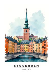 Stockholm Wall Art Print, Travel Poster
