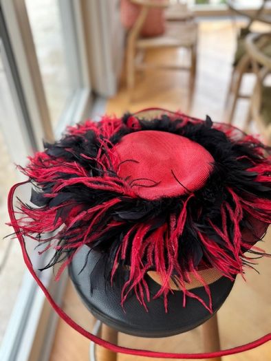 Ted Moreland of Dublin red and black occasion hat