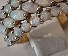 9ct Stunning  3 row Opal Ring wide band size