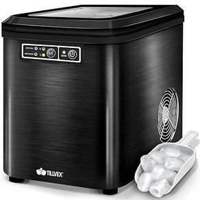 Ice Cube Machine Stainless Steel 12 kg - 24 h Ice Cube Maker 2.2 Litre Water Tank Ice Maker LED Display & Self-Cleaning Function 2 Ice Cube Sizes (Silver)