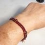 Double Strand Faceted Garnet Bead Bracelet, 925 Silver Clasp, 7in/18cm Image 4