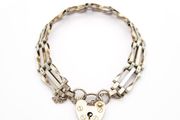 Sterling Silver Heart Padlock Bracelet, Signed London 1976