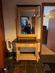 Farmhouse Style Hall Table with Mirror