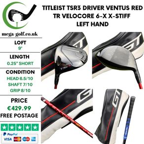 Titleist TSR3 Driver / 9 Degree / Ventus Red TR Velocore 6-X X-Stiff / Left Hand