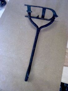 Large Irish blacksmith made branding iron with brass letters LD