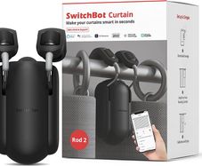 Curtain Smart Opener - Wireless App Automate Timer Control, Add SwitchBot Hub Mini to Make it Compatible with Alexa, Google Home, HomePod, IFTTT (Curtain Rod 2.0 Version, Black)