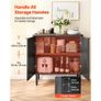 Coffee Bar Cabinet, Mid Century Fluted Coffee Bar Table with 2-Tier Storage, Buffet Stand Cabinet with Barn Door, Sideboard Buffet Station for Living Room, Entryway, 80 x 37.5 x 80 cm, Black Image 5
