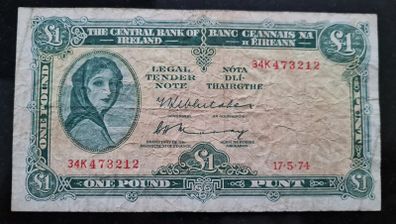 1974 Lady Lavery 1 pound banknote