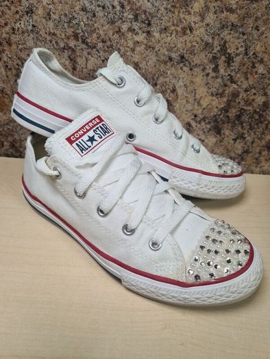 girls CONVERSE ALL STAR BLING low canvas trainers runners size UK 2 EU 34 youths