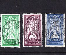 1942-43 Ireland St Patrick 1s6d, 5s & 10s Definitive Stamps Used