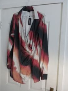 Boohoo Satin Abstract Shirt Dress .. Price Drop
