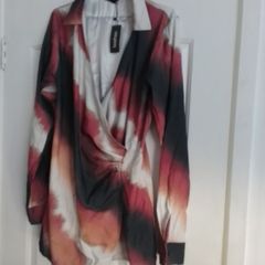 Boohoo Satin Abstract Shirt Dress .. Price Drop