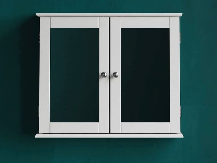 Double Door Mirrored Bathroom Cabinet Storage Cupboard Wall Mounted, White (FREE POSTAGE)