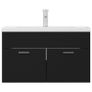 Sink Cabinet with Built-in Basin Black Chipboard Image 5