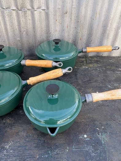 Vintage cast iron Le Creucet style saucepan set X4