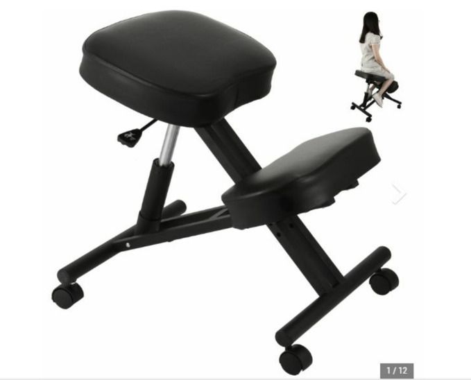 Ergonomic Kneeling Chair Adjustable Stool Beautify Hips Durable Black Mobile