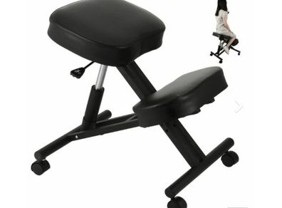Ergonomic Kneeling Chair Adjustable Stool Beautify Hips Durable Black Mobile