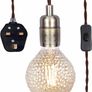 Pendant Light Fitting with Plug-in, Vintage Style Hanging Light KIT E27 Lamp Holder,4500MM Braided Twisted Cable with On/Off Switch (MULTIPLE STYLES) Image 2