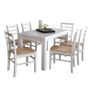 Dining Chairs 6 pcs White Pinewood and Rush Image 3