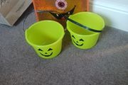 halloween trick or treat buckets x2 and 1 large orange bag