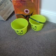 halloween trick or treat buckets x2 and 1 large orange bag