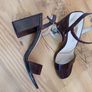 New Penneys Wine Croc Heeled Sandals Image 2