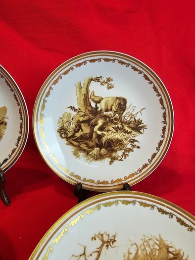 Hunting Motifs Decorative Plate Set , Manufacturer: L. Lichte, Fine China, GDR (East Germany), 1960s-1970s
