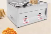 Post extra 6 euro   6Lx2 Gas Deep Fryer with Basket and Lid Commercial Deep Fryer Stainless Steel Commercial Dual Tank Kitchen Deep Fryer 50-380C,LPG RED BOTTLE