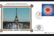 1983 Jersey 13th Assembly of AIPFL (Association Internationale des Parlemetaries de Lange Francaise) Commemorative Stamp Benham Silk First Day Cover (FDC)