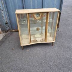 vintage mid century glass display cabinet