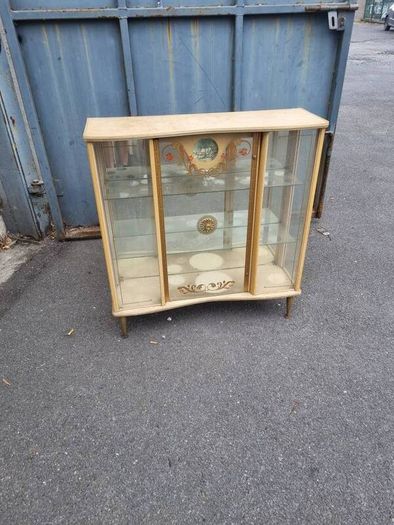 vintage mid century glass display cabinet