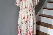 Cream floral dress, Size 2XL / UK20