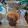 Pair of Art Nouveau Italian Glazed Ceramic Twin-Handled Vases, each with Scalloped Rim, Molded Scrolling Handles with Gilt Highlights Postage Available or Collection Image 6