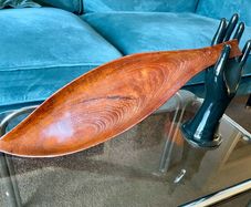 Vintage MCM 1960s Shaped Teak Leaf Dish