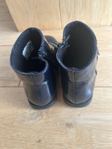 Zara baby girls navy patent leather boots Sz 6/EU 23 EUC