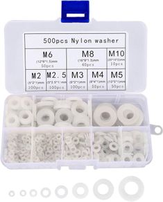 500Pcs M2 M2.5 M3 M4 M5 M6 M8 M10 White Plastic Nylon Flat Washer Flat Gasket Screw Bolt Insulation Washer Assembly Kit