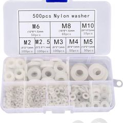 500Pcs M2 M2.5 M3 M4 M5 M6 M8 M10 White Plastic Nylon Flat Washer Flat Gasket Screw Bolt Insulation Washer Assembly Kit