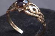 Vintage Fully Hallmarked Gold Garnet Ring Birmingham  Size 57