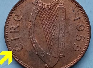 [#117] - Ireland 1959 | ERROR | Irish 1/4d | Farthing | Woodcock | KM.9 | UNC