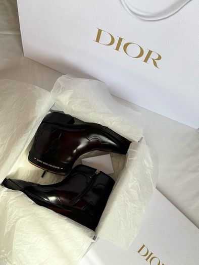 NEW Christian Dior West Boot Black/Burgundy Leather