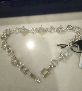 Silver Cubic Zirconia Costume Heart Bracelet