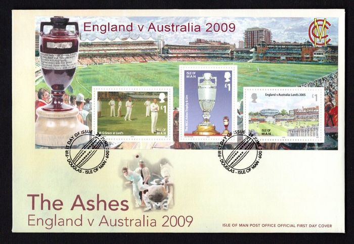 2009 Isle of Man The Ashes Cricket England V Australia 2009 Commemorative Stamps Minatare First Day Cover (FDC)