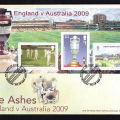 2009 Isle of Man The Ashes Cricket England V Australia 2009 Commemorative Stamps Minatare First Day Cover (FDC)