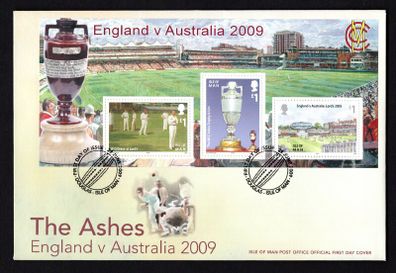 2009 Isle of Man The Ashes Cricket England V Australia 2009 Commemorative Stamps Minatare First Day Cover (FDC)