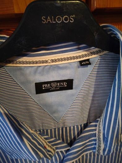 Man's plus size Pre End Blue and white stripe shirt.