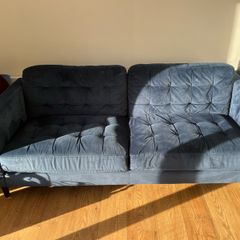 blue velvet sofa